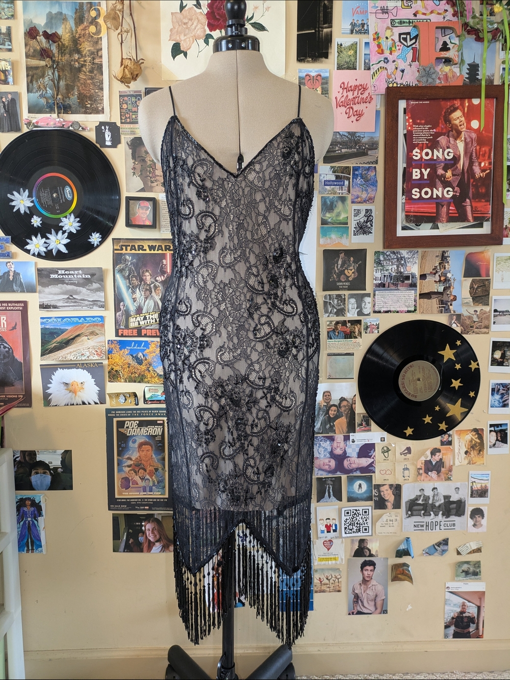 Haute Hippie Black Beaded 1920s Style Midi Dress
